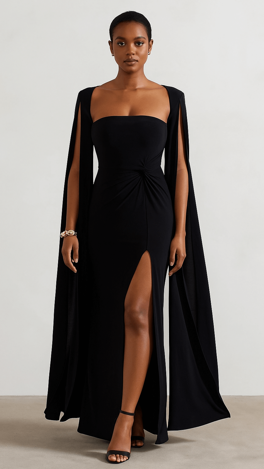 Celine - Draped Black Gown – HIRIDA display picture 1