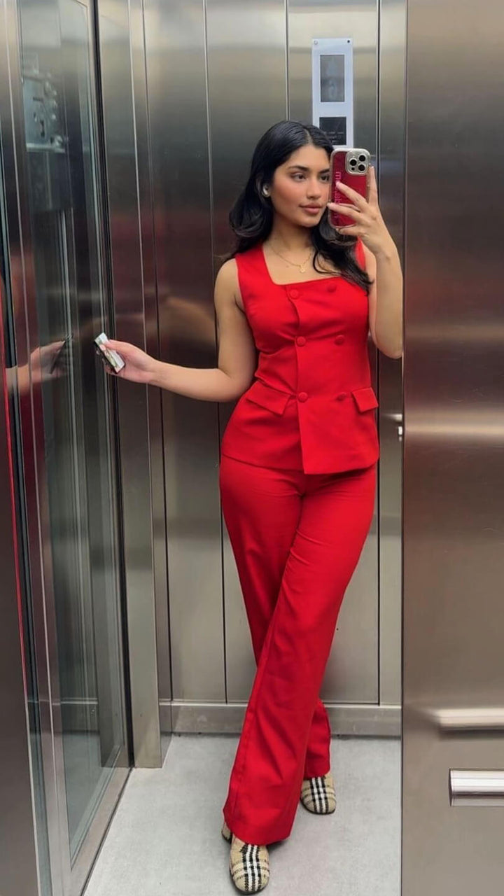 Latifa "Power in Red" – Luxe Modest Suit Set