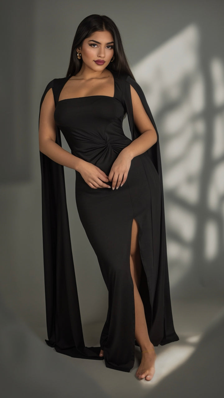 Celine - Draped Black Gown