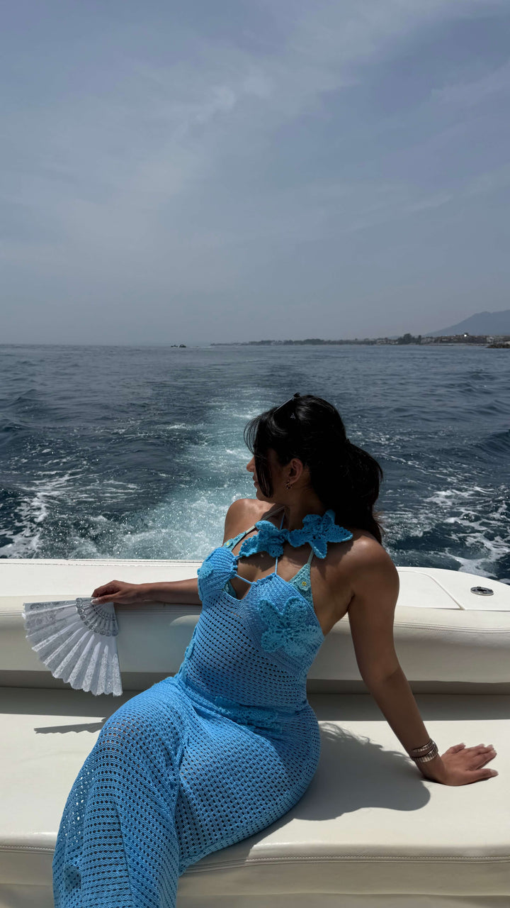 Azure Siren Crochet Dress